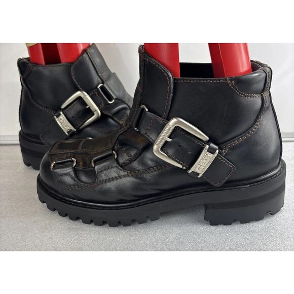 Vintage 1990\'s GBX Basics Genuine Leather Boots Men Size 9 Goth Rave Grunge main image 8